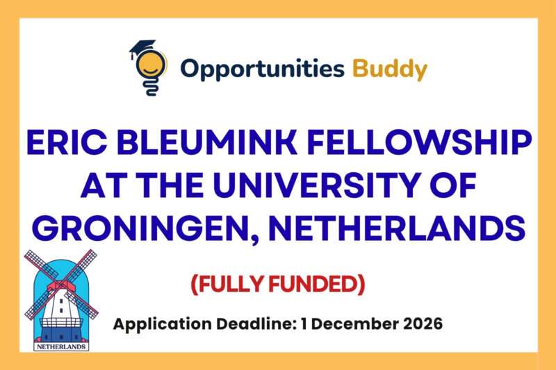 Eric Bleumink Fellowship at the University of Groningen, Netherlands