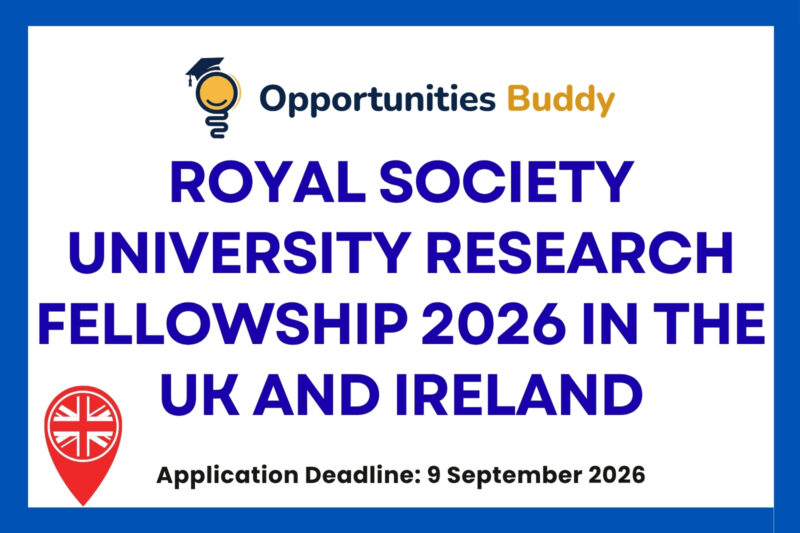 Royal Society University Research Fellowship 2026 in the UK and Ireland