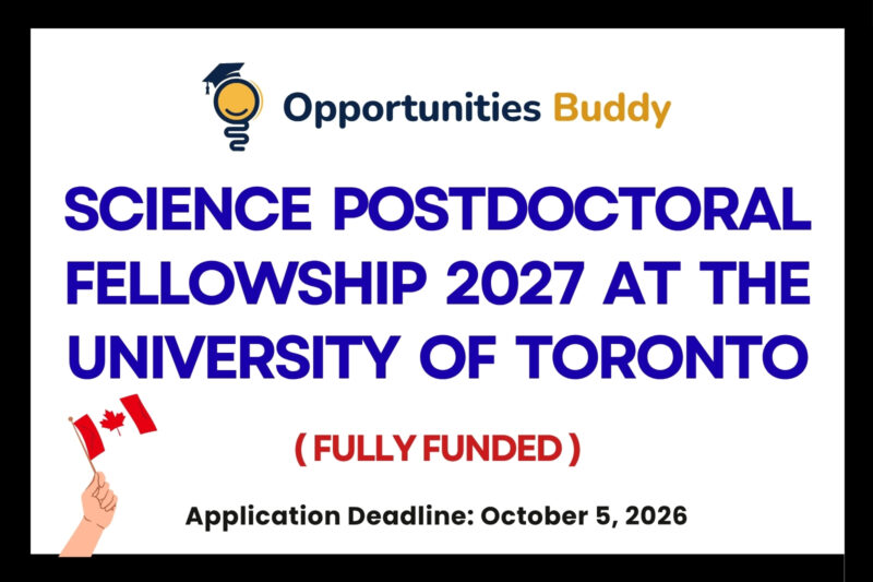 Science Postdoctoral Fellowship 2027 at the University of Toronto