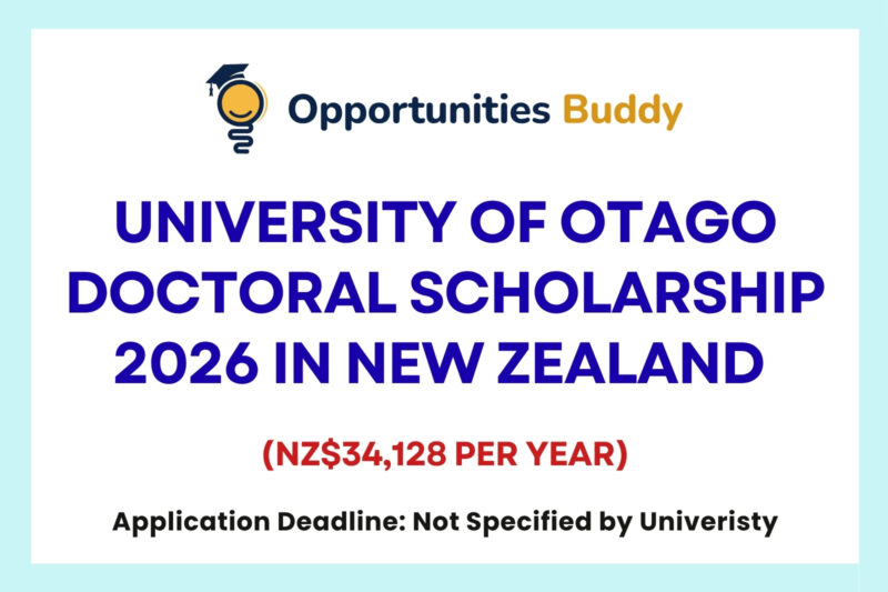 University of Otago Doctoral Scholarship 2026 in New Zealand (NZ$34,128 per Year)