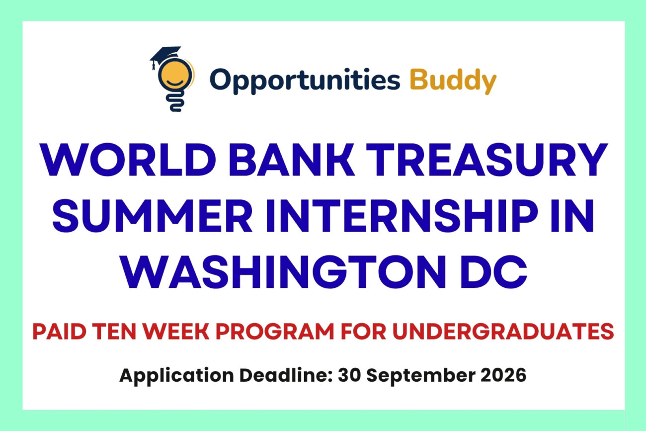 World Bank Treasury Summer Internship 2027 in Washington DC