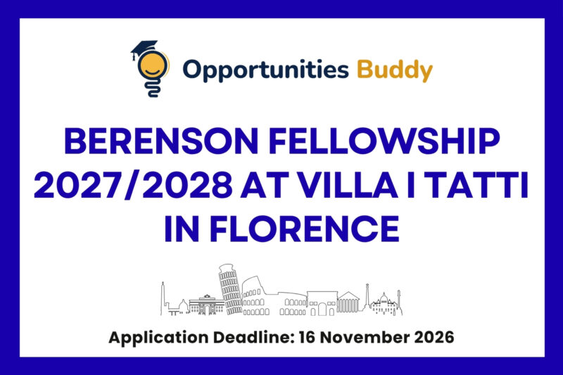Berenson Fellowship 2027/2028 at Villa I Tatti: Funded Renaissance Research in Florence
